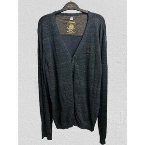 DIESEL INDUSTRY Knitted cardigan Linen Blend Heather Blue Button-down Size XLarg